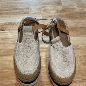 Free People Cream and Tan Espadrilles